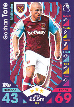 Gokhan Tore West Ham United 2016/17 Topps Match Attax #350